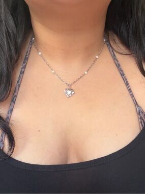 Freshwater Pearl and Siren Heart Pendant Stainless Steel Silver Chain Necklace